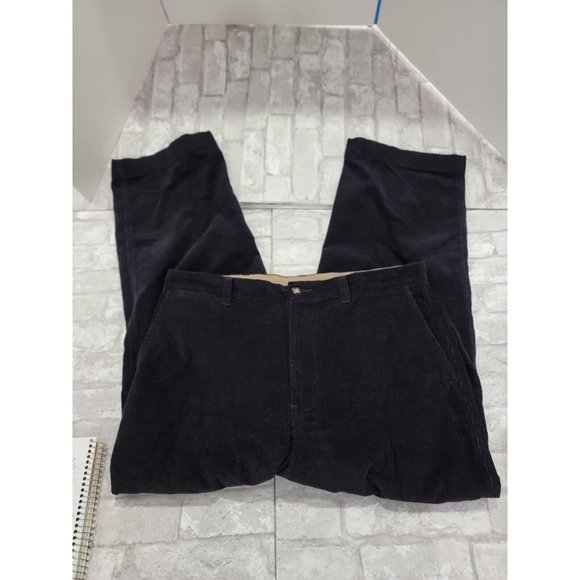 LL Bean Men's Black Corduroy Pants Size 40 x 32 Classic Fit OABR5 Casual Cotton - Picture 1 of 16